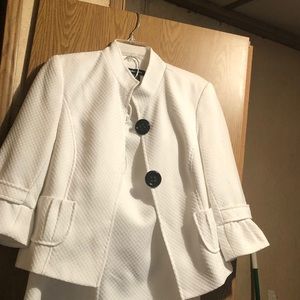 Two piece white skirt suit
